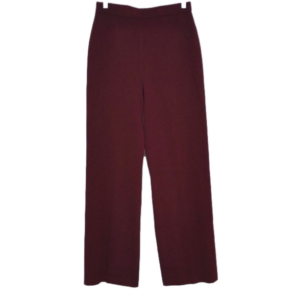 St John Collectionaroon Knit Trousers,  Elastic Waist,  Size 4, 28x30 Wide Leg - Picture 2 of 8